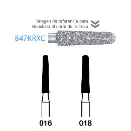 Fresas Diamante Deep Purple cónico con punta redondeada 847KRXC FG aro lila grano grueo 230 micras  Komet - Caja de 5 unidades. Para turbina