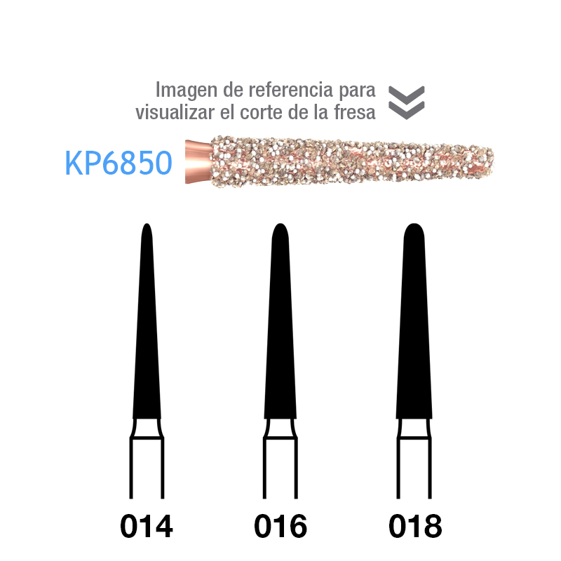 Fresas Diamante DIAO cónico redondo KP6850 parte activa 10 mm Komet - Caja de 5 unidades. Para turbina