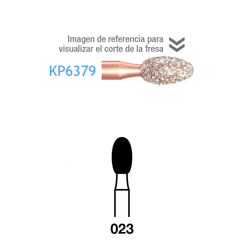 Fresas Diamante DIAO huevo KP6379-314-023 parte activa 10 mm Komet - Caja de 5 unidades. Para turbina