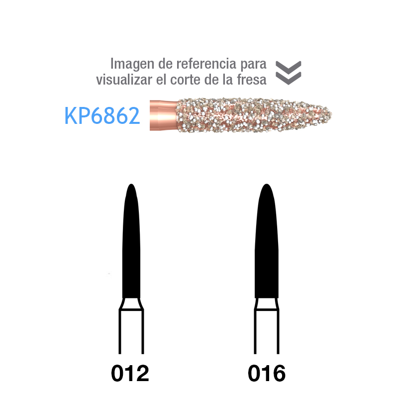 Fresas Diamante DIAO llama KP6862 parte activa 8 mm Komet - Caja de 5 unidades. Para turbina