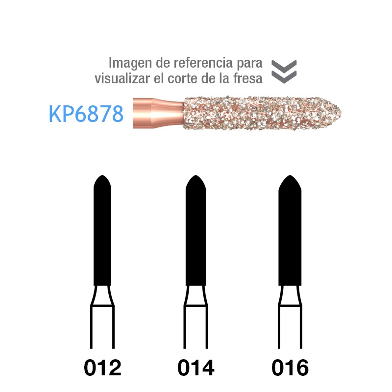 Fresas Diamante  DIAO torpedo KP6878 parte activa 8 mm Komet - Caja de 5 unidades. Para turbina