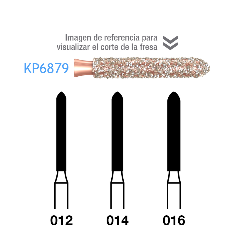 Fresas Diamante DIAO torpedo KP6879 parte activa 10 mm Komet - Caja de 5 unidades. Para turbina