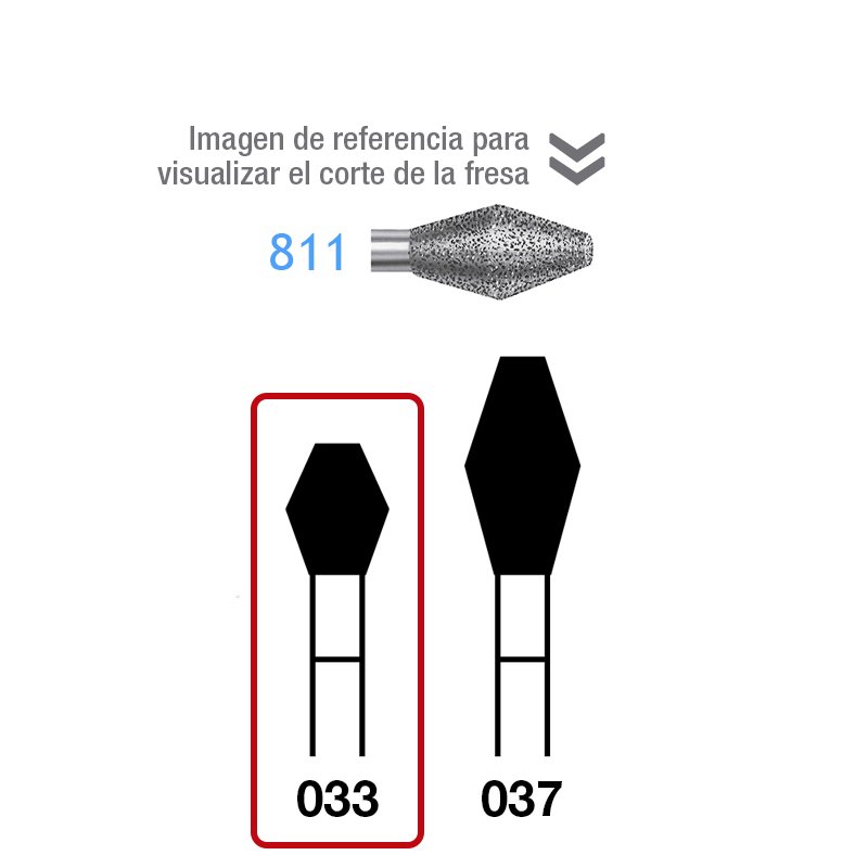 Fresas Diamante 811-314-033 FG grano medio 107 micras Komet - Caja de 5 unidades. Para turbina.