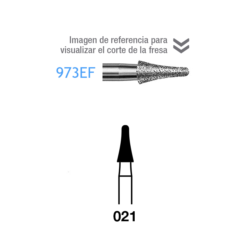 Fresas Diamante 973EF-314-021  FG aro amarillo grano extra-fino 25 micras Komet - Caja de 5 unidades. Para turbina