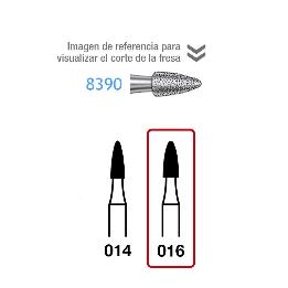 Fresas Diamante 8390-016 FG aro rojo grano fino 46 micras Komet - Caja de 5 unidades. Para turbina.