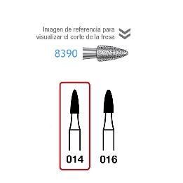 Fresas diamante 8390-314-014 FG aro rojo grano fino 46 micras Komet - Caja de 5 unidades. Para turbina