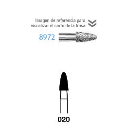 Fresas Diamante 8972-314-020  FG aro rojo grano fino 46 micras Komet - Caja de 5 unidades. Para turbina