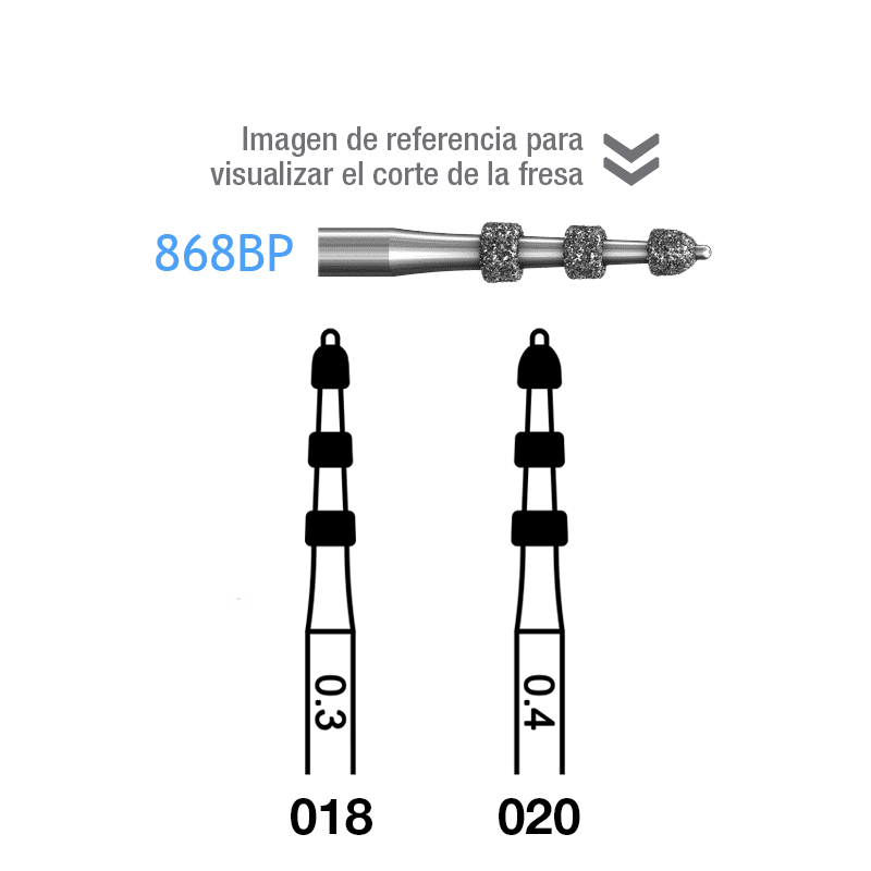 Fresas Diamante 868BP-314-020 FG grano medio 107 Komet - Caja de 5 unidades. Para turbina.