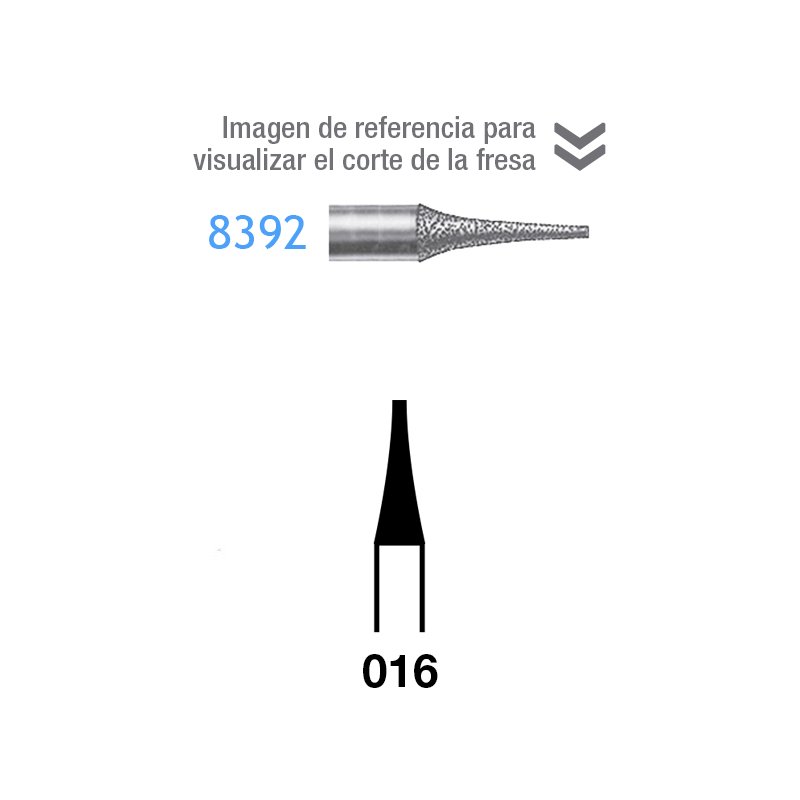 Fresas Diamante 8392-314-016 (Sheridan) interproximal FG aro rojo grano fino 46 micras Komet - Caja de 5 unidades. Para turbina.