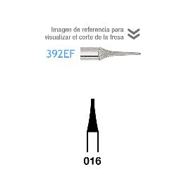 Fresas Diamante 392EF-314-016  FG aro amarillo grano extra-fino 25 micras Komet - Caja de 5 unidades. Para turbina