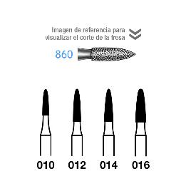Fresas Diamante 860 FG grano medio 107 micras Komet - Caja de 5 unidades. Para turbina.