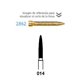 Fresas Diamante 2862-314-014 FG dorada grano grueso Serie 2000 170 micras  Komet - Caja de 5 unidades. Para turbina.