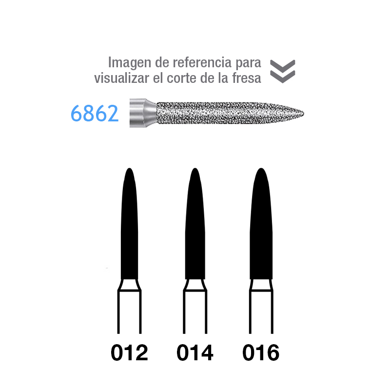Fresas Diamante 6862 FG aro verde grano grueso 151 micras Komet - Caja de 5 unidades. Para turbina.