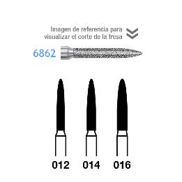 Fresas Diamante 6862 FG aro verde grano grueso 151 micras Komet - Caja de 5 unidades. Para turbina.
