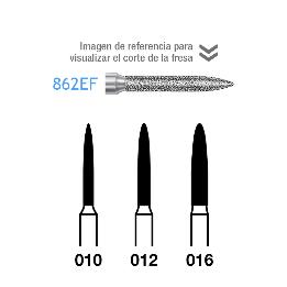Fresas Diamante 862EF-314 FG aro amarillo grano extra-fino 25 micras Komet - Caja de 5 unidades. Para turbina.