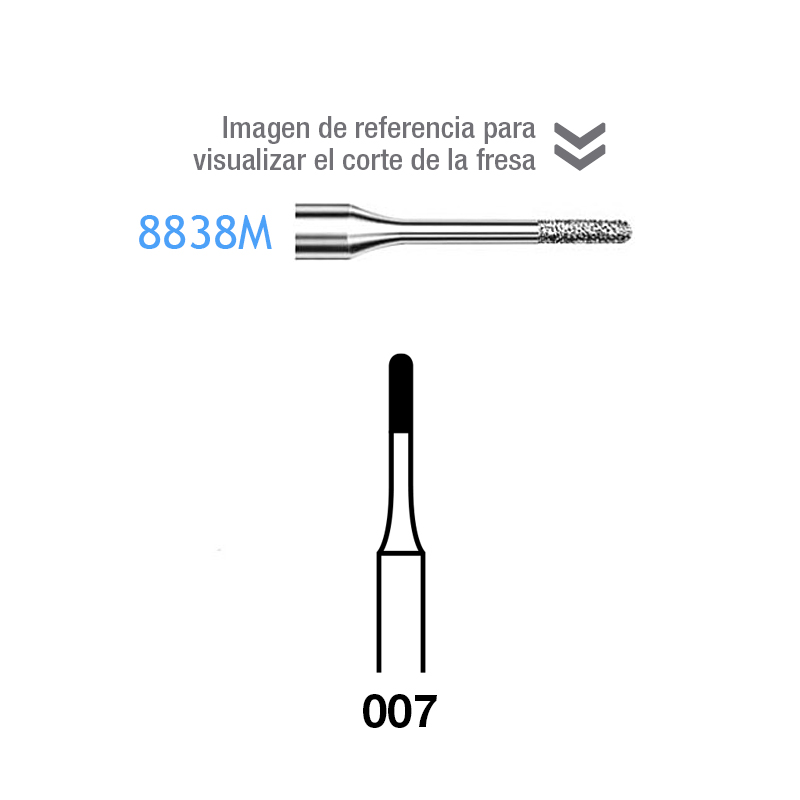 FRESAS 8838M-314-007 FG aro rojo grano fino 46 micras Komet - Caja de 5 unidades. Para turbina