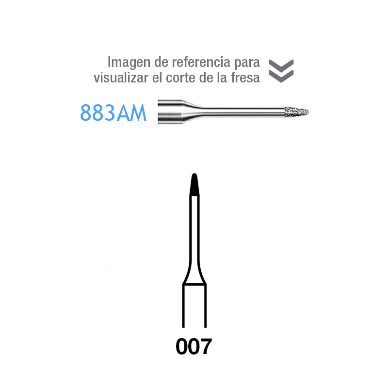  Fresas Diamante 883AM-314-007 FG grano medio 107 micras Komet - Caja de 5 unidades. Para turbina