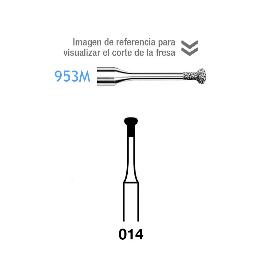 Fresas Diamante 95Solventum-313-014 FG grano medio 107 micras tallo corto Komet - Caja de 5 unidades. Para turbina. Micropreparación. Tallo corto.