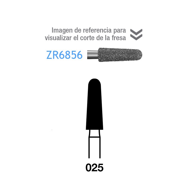 Fresas Diamante ZR6856-025 Komet - Caja de 5 unidades. Para turbina. Especial para circonio.