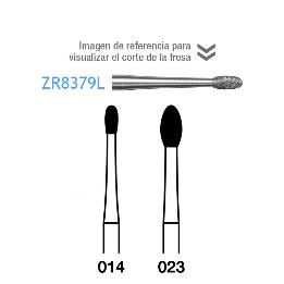Fresas Diamante ZR8379L Komet - Caja de 5 unidades. Para turbina, tallo largo. Especial para circonio.