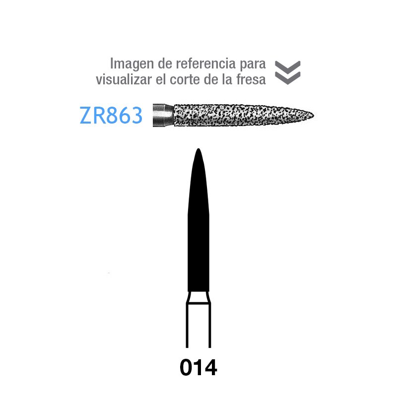 Fresas Diamante ZR863-014 Komet - Caja de 5 unidades. Para turbina. Especial para circonio.