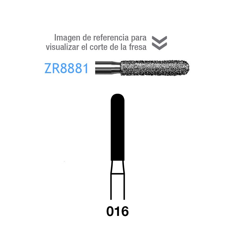 Fresas Diamante ZR8881-315-016 Komet - Caja de 5 unidades. Para turbina, tallo largo. Especial para circonio.