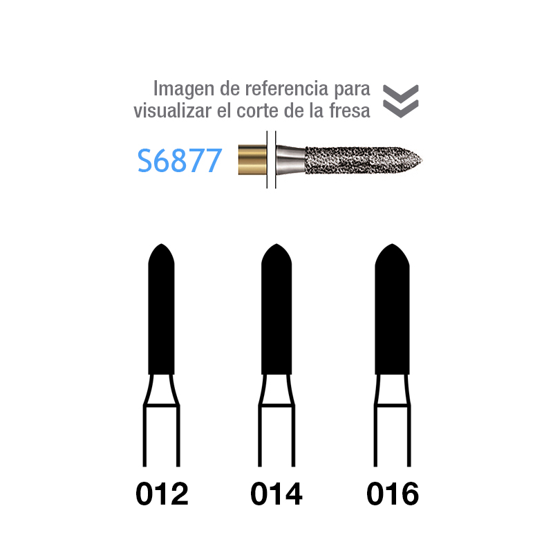 Fresas Diamante 8882L-314-014 FG aro rojo grano fino 46 micras Komet - Caja de 5 unidades. Para turbina