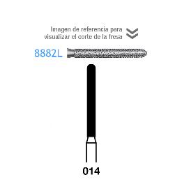 Fresas Diamante 8882L-314-014 FG aro rojo grano fino 46 micras Komet - Caja de 5 unidades. Para turbina