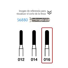 Fresas Diamante S6880-314-016 FG dorada grano grueso Serie 2000 170 micras  Komet - Caja de 5 unidades. Para turbina.