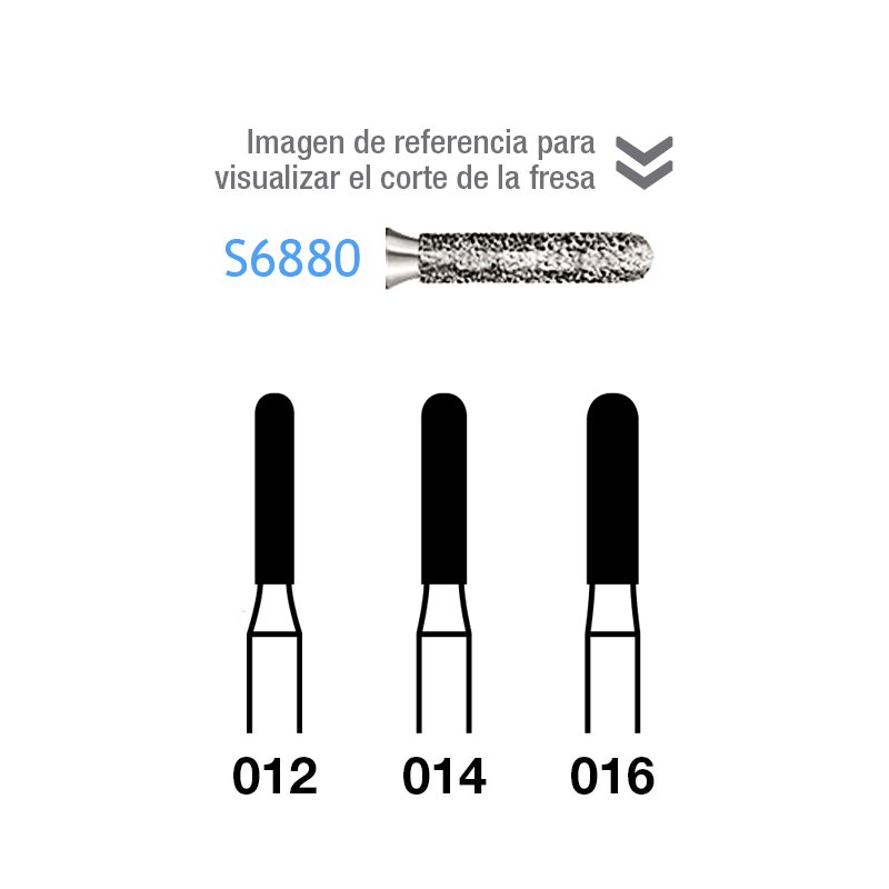 Fresas Diamante S6880 FG dorada grano grueso Serie 2000 170 micras  Komet - Caja de 5 unidades. Para turbina