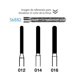 Fresas Diamante S6882 FG dorada grano grueso Serie 2000 170 micras  Komet - Caja de 5 unidades. Para turbina