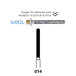 Fresas Diamante S6882L-314-014 FG dorada grano grueso  Komet - Caja de 5 unidades. Para turbina