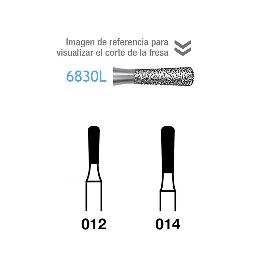 Fresas Diamante 6830L FG aro verde grano grueso 151 micras Komet - Caja de 5 unidades. Para turbina.