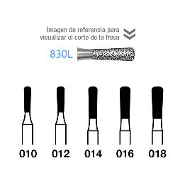 Fresas Diamante 830L FG grano medio 107 micras Komet - Caja de 5 unidades. Para turbina.