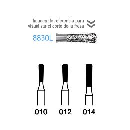 Fresas Diamante 8830L  FG aro rojo grano fino 46 micras Komet - Caja de 5 unidades. Para turbina.