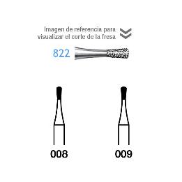 Fresas Diamante 822 FG grano medio 107 micras Komet - Caja de 5 unidades. Para turbina.