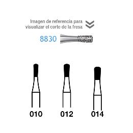 Fresa diamante 8830 FG aro rojo grano fino 46 micras Komet - Caja de 5 unidades. Para turbina