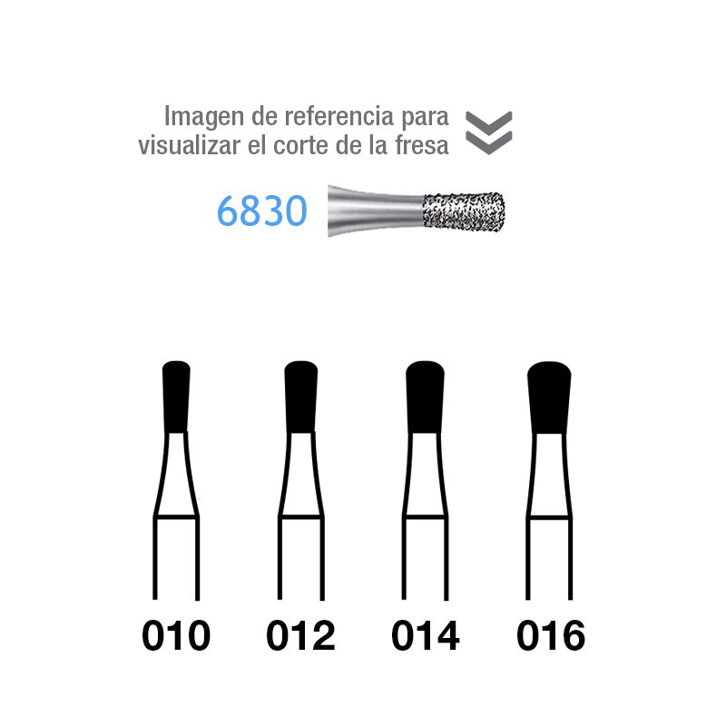 Fresas Diamante 6830-010 FG aro verde grano grueso 151 micras Komet - Caja de 5 unidades. Para turbina.