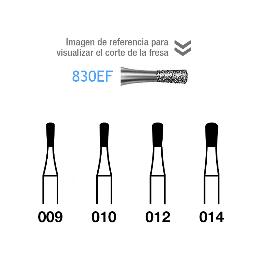 Fresas Diamante 830EF-314-014 FG aro amarillo grano extra-fino 25 micras Komet Komet - Caja de 5 unidades.