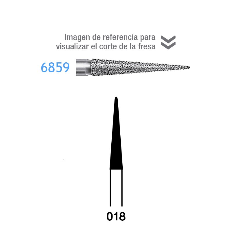 Fresas Diamante 6859-314-018 FG aro verde grano grueso 151 micras Komet - Caja de 5 unidades. Para turbina.