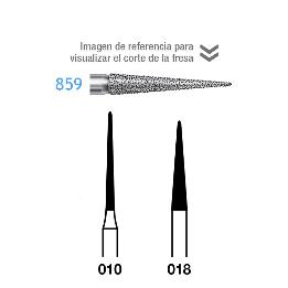 Fresas Diamante 859 FG aro grano medio 107 micras Komet - Caja de 5 unidades. Para turbina.