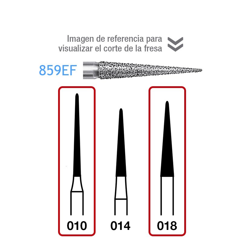 Fresas Diamante 859EF Komet - Caja de 5 unidades. Para turbina.