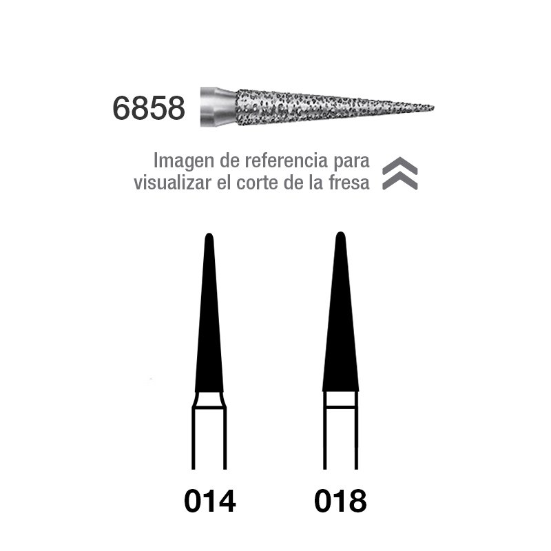 FRESAS Diamante 6858 858G FG aro verde grano grueso 151 micras Royal Dent - Caja de 5 unidades. Para turbina