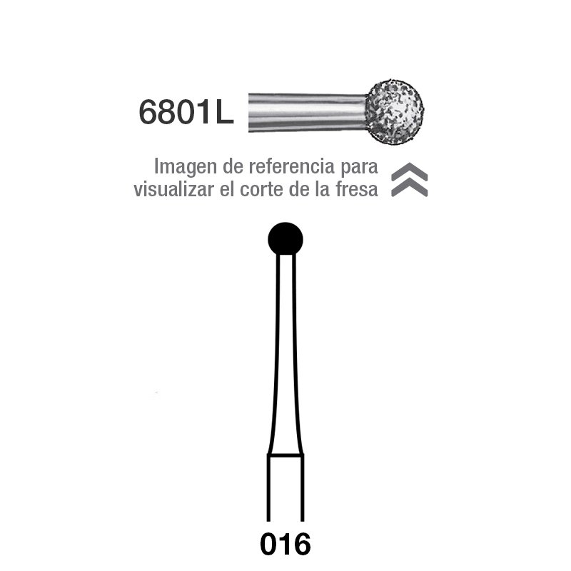 Fresas Diamante 6801L-314 801LG-016 FG aro dorado grueso 151 micras  Royal Dent - Caja de 5 unidades. Para turbina.