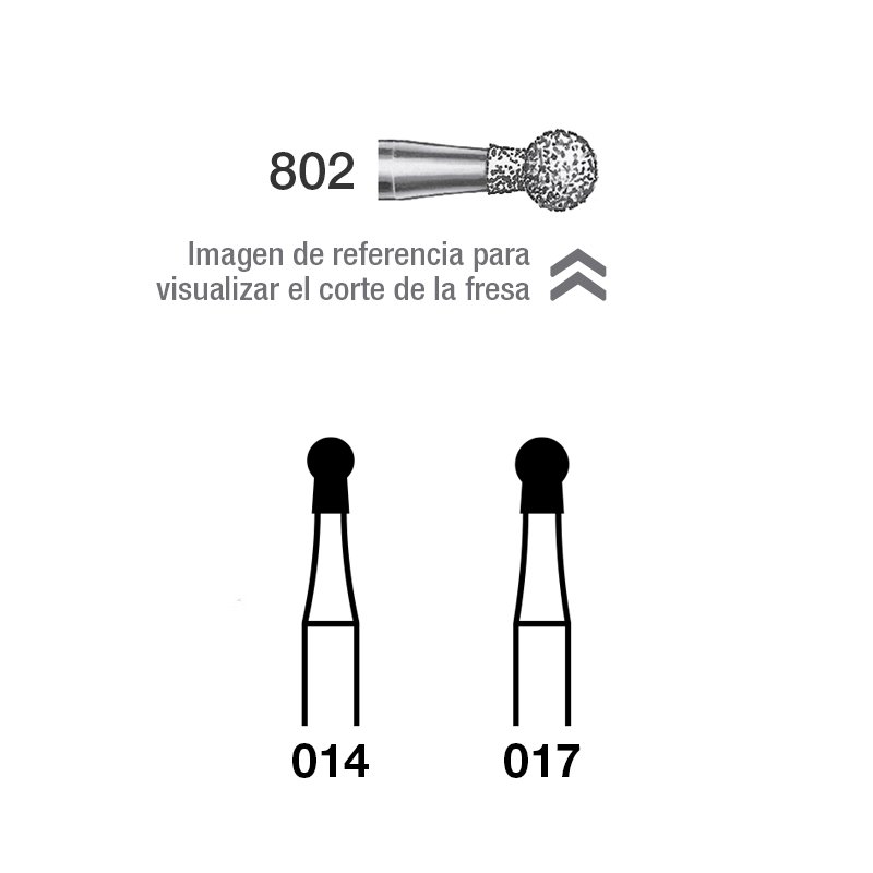 Fresa Diamante 802-314 FG grano medio 107 micras  Royal Dent - Caja de 5 unidades. Para turbina.