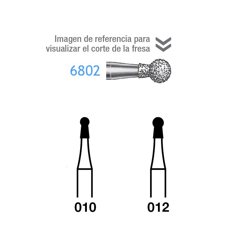 Fresas Diamante 6802-314 FG aro verde grueso 151 micras  Komet - Caja de 5 unidades. Para turbina.