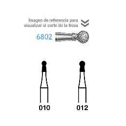 Fresas Diamante 6802-314 FG aro verde grueso 151 micras  Komet - Caja de 5 unidades. Para turbina.