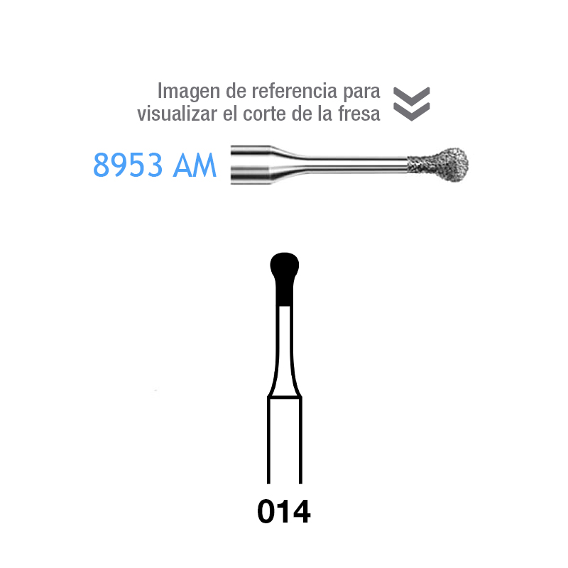 Fresas Diamante 8953AM-314-014 FG FG aro rojo grano fino 46 micras Komet - Caja de 5 unidades. Para turbina