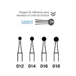 Fresa diamante S6801-314 FG aro verde grano grueso 151 micras Komet - Caja de 5 unidades. Para turbina
