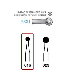 Fresas Diamante 5801-314-016 FG aro negro grano super grueso 181 micras Komet - Caja de 5 unidades. Para turbina.